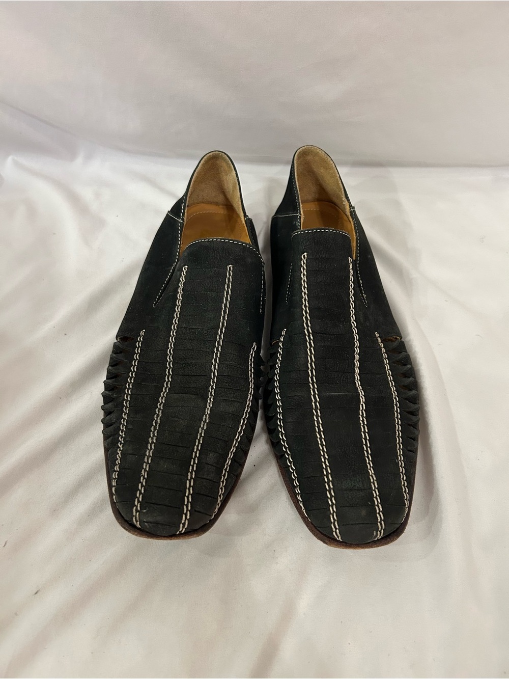 Donald J. Pliner Men’s Suede Twist Detail Slip On Leafers Sz 9.5 Navy Blue